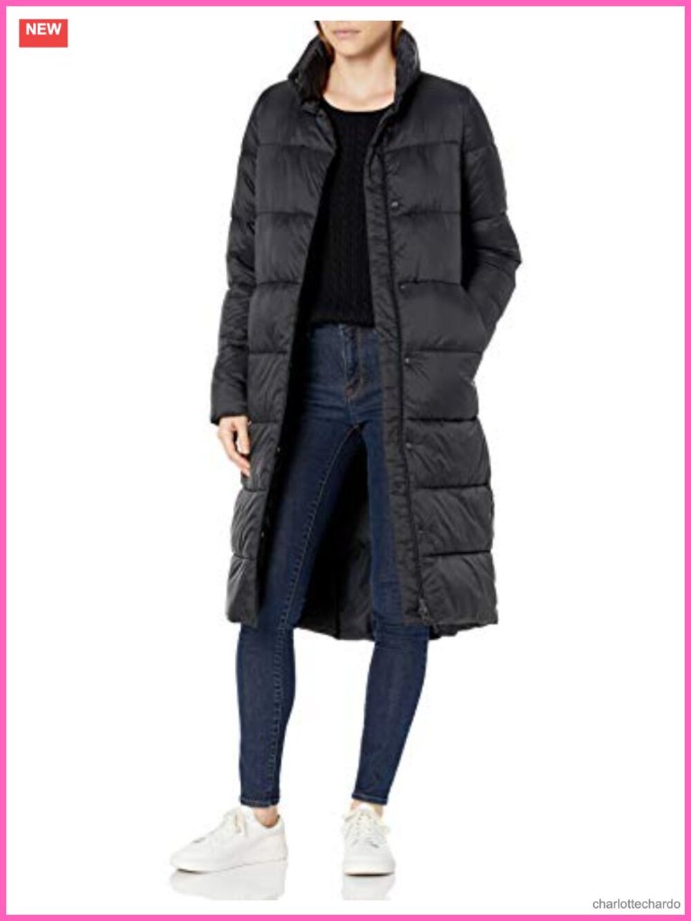 Women's Lightweight Long Cocoon Puffer Winter Coat Water-Resistant Full-Zip